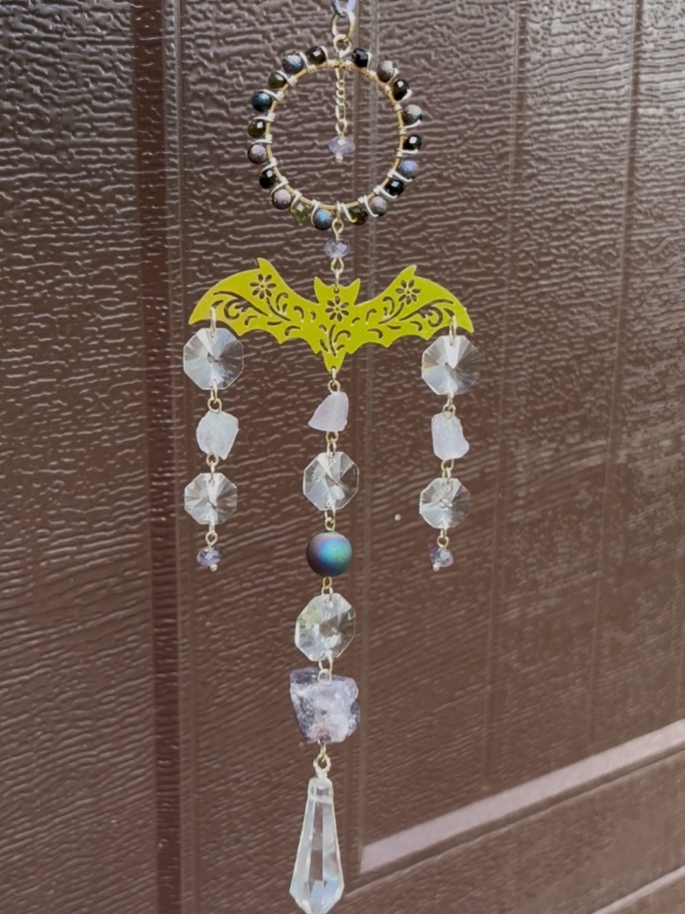 💜🦇Amethyst Druzy Black Obsidian Whimsigoth Bat Suncatcher